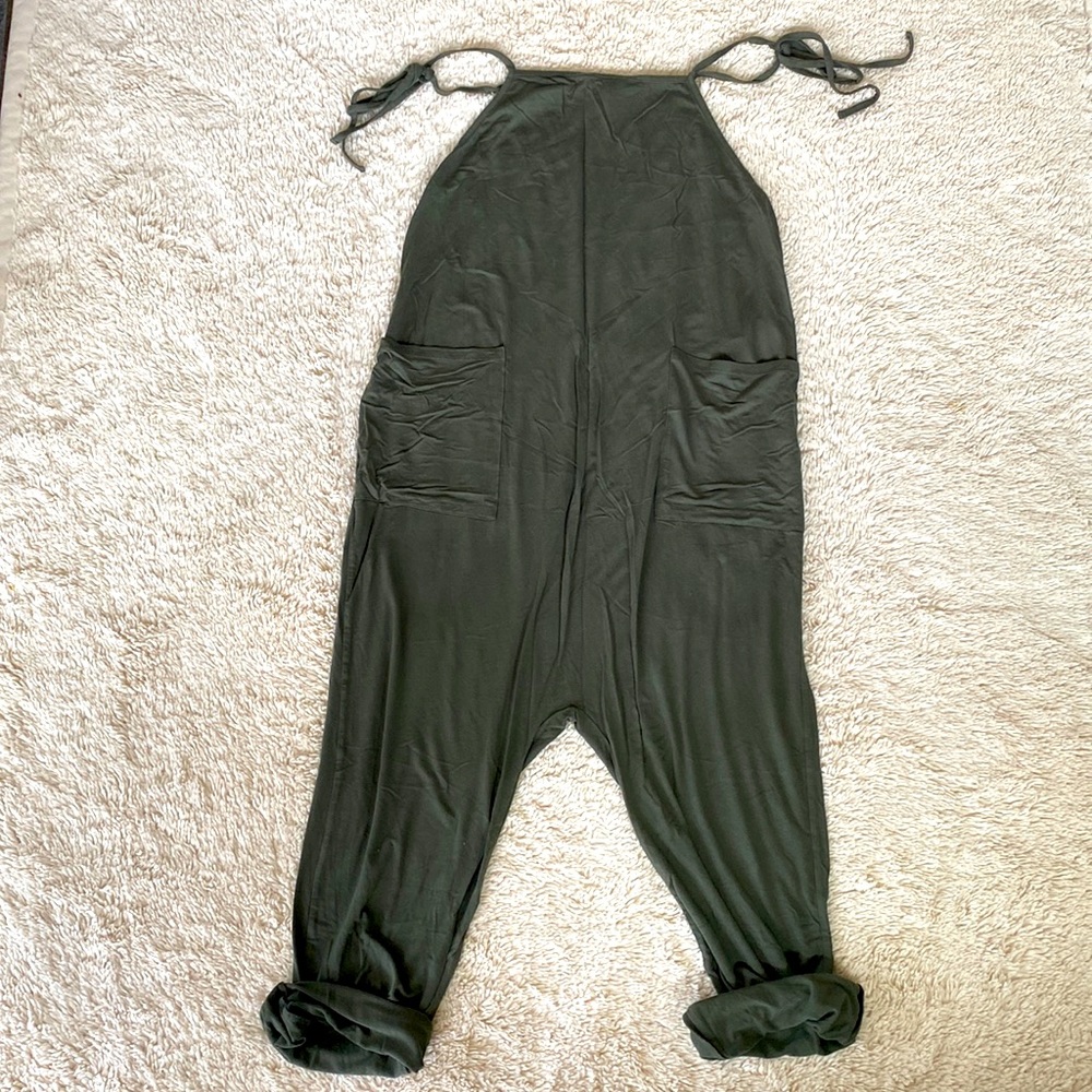 Green oversized overalls